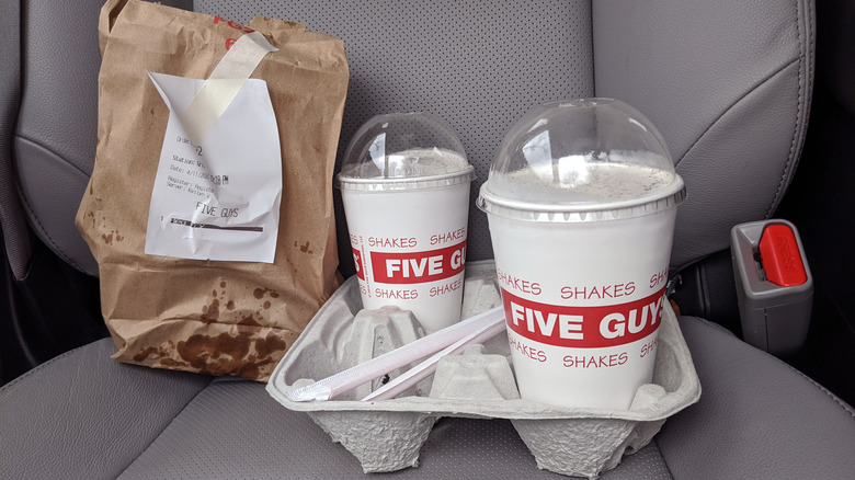 Five Guys delivery on car seat