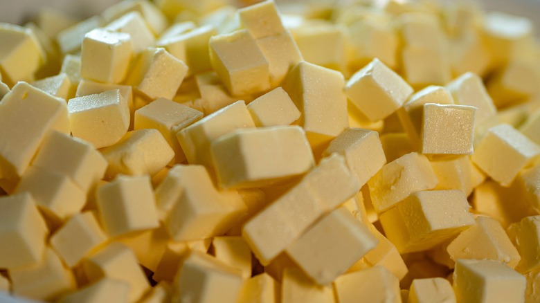 Pile of cubed butter