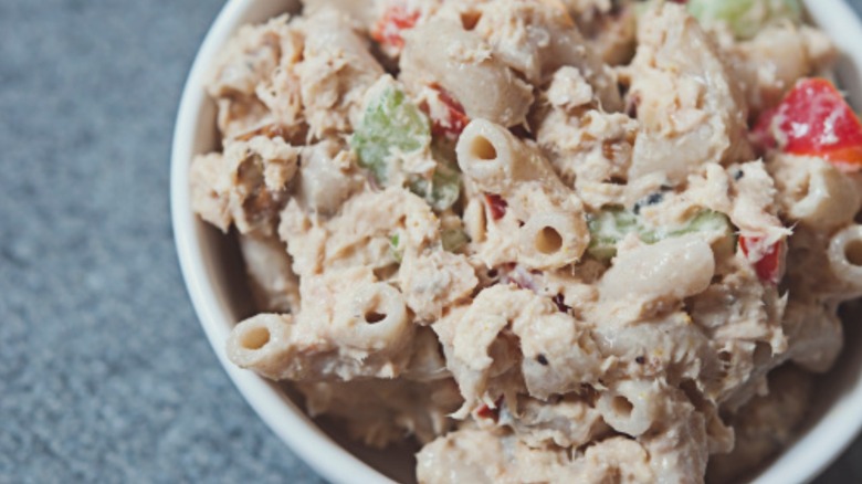 Tuna salad with macaroni noodles