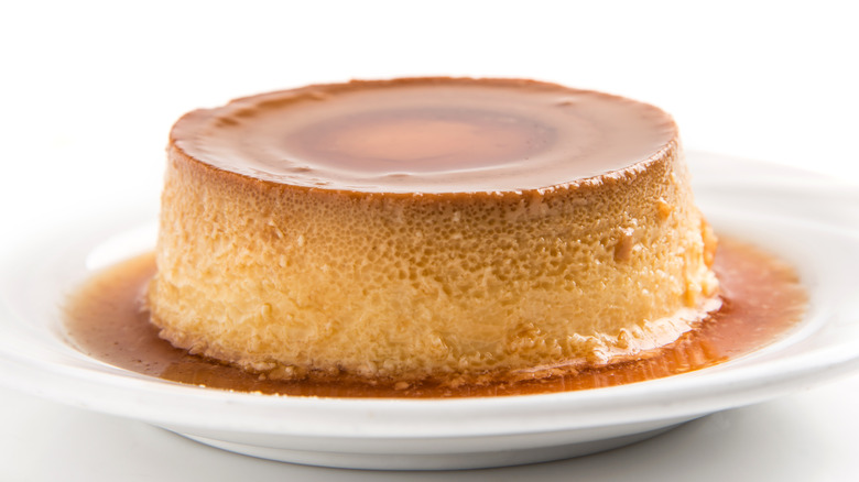 close-up of flan on a plate