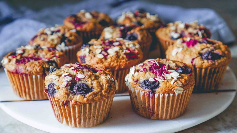 Berry muffins on a plate