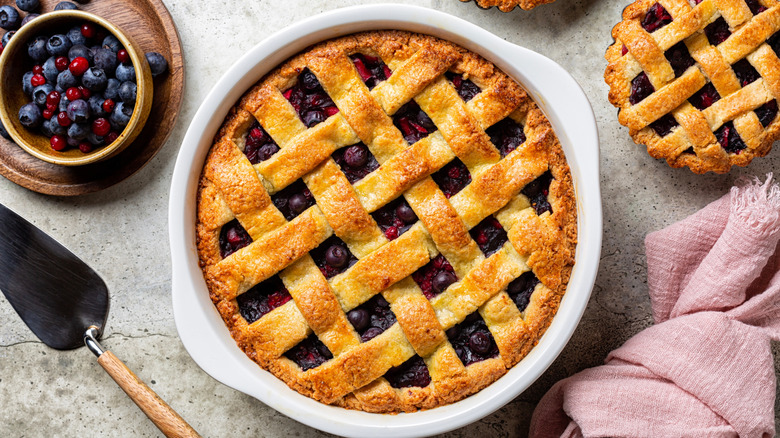 Overhead shot blueberry pie