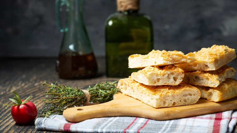 stacks of focaccia