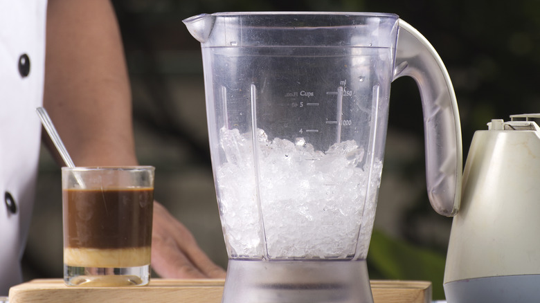 crushed ice in a blender