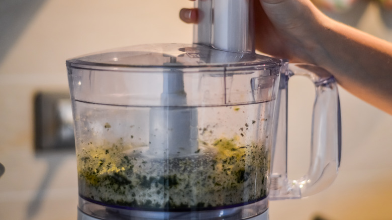 food processor with pesto