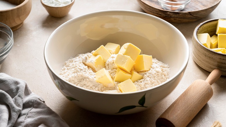 flour and butter in bowl