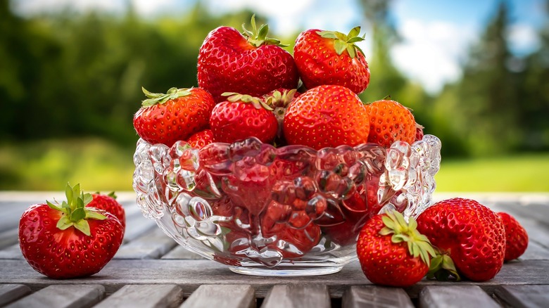 Fresh strawberries on a table