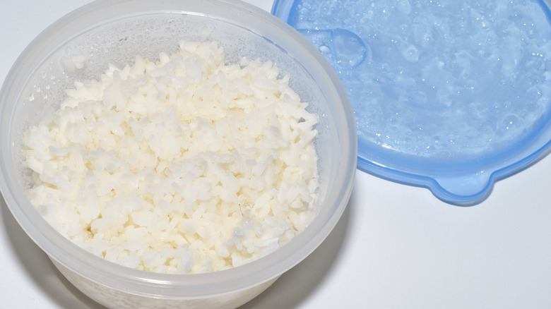 Frozen rice in container