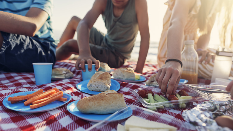 a picnic on a blanket