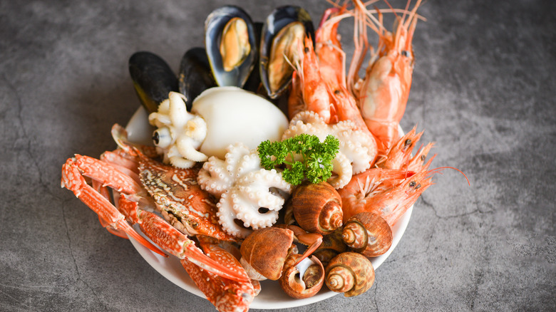 assortment of seafood on plate