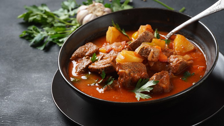 beef stew in bowl