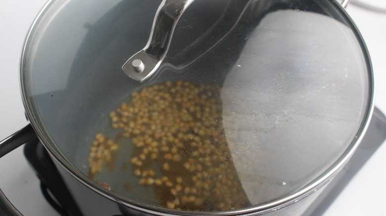 corn kernels in pot