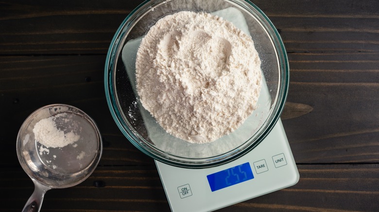 flour on a kitchen scale