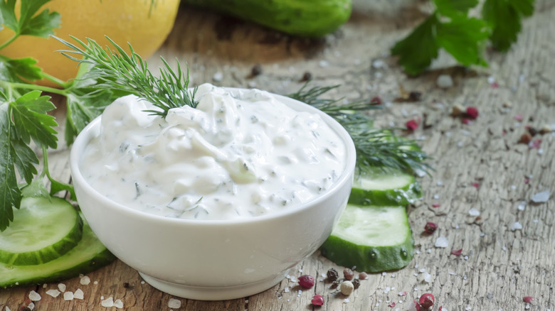 Bowl of creamy ranch dip 