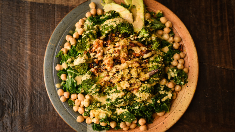 kale caesar salad on plate