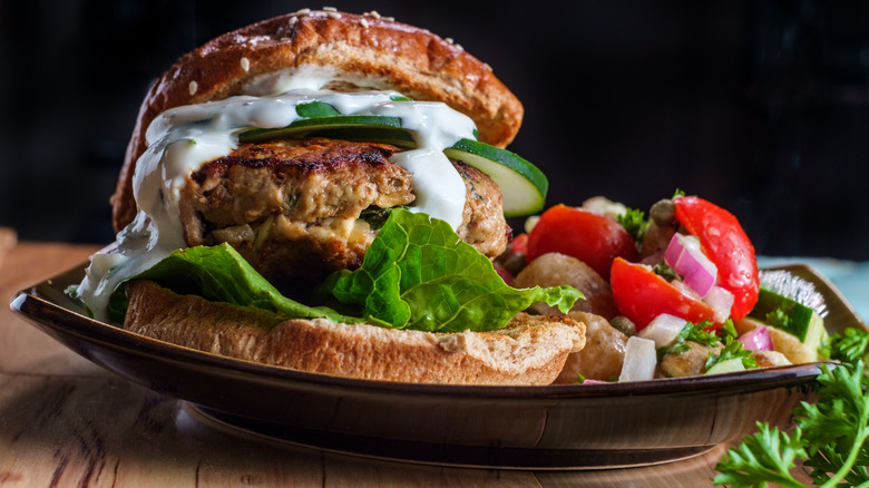 Greek-style turkey burger