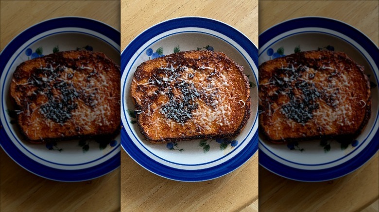 two slices of red dog toast on plate