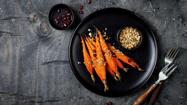 candied roasted carrots with nuts