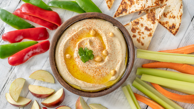 hummus and vegetables