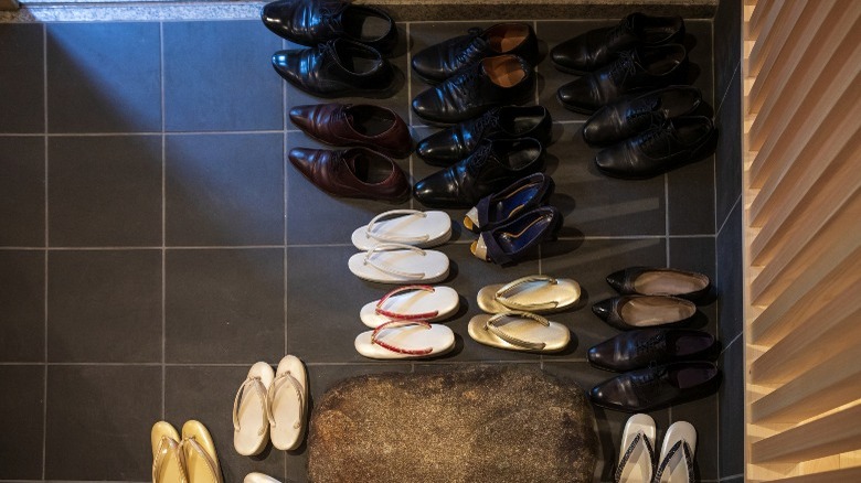 Shoes on tile floor