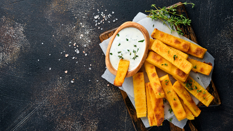 polenta fries on serving dish