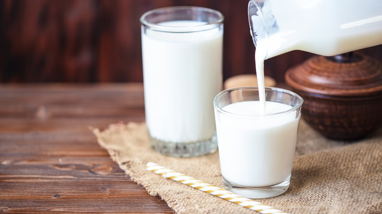 Milk poured into glass