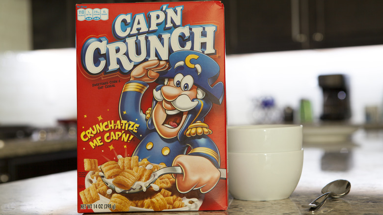 Captain Crunch cereal on countertop