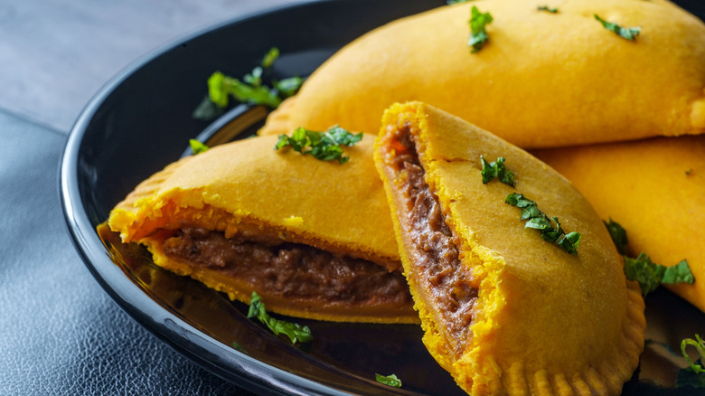 Jamaican beef patties on a plate