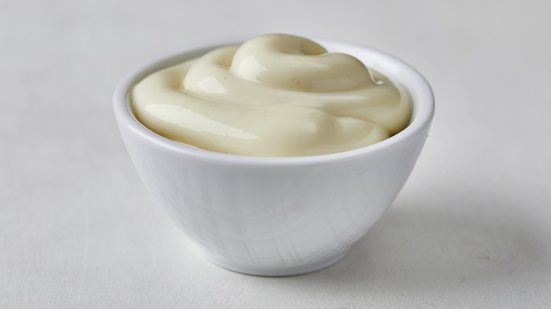 Mayonnaise in white ramekin