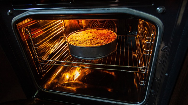 Baking an apple cake in the oven