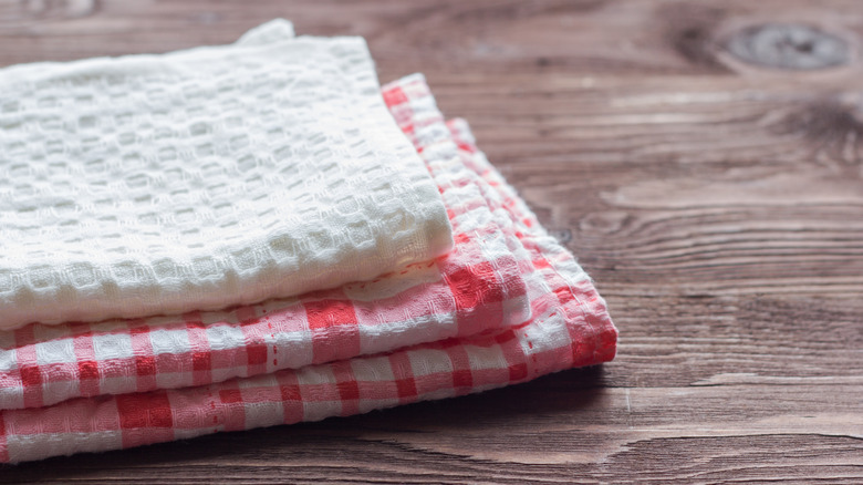 Stack of kitchen towels