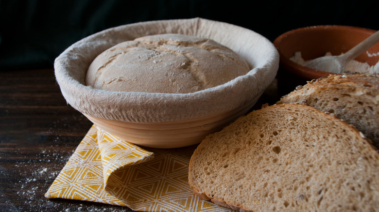 Dough in a proofing basket