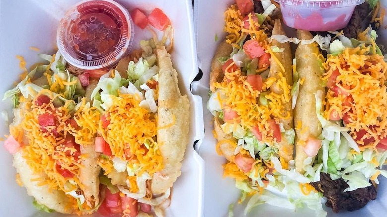 Trays of Texas puffy tacos