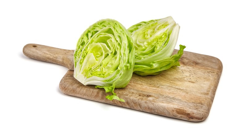 Iceberg lettuce cut in half