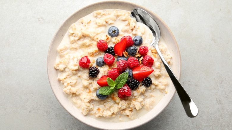 Oatmeal topped with berries