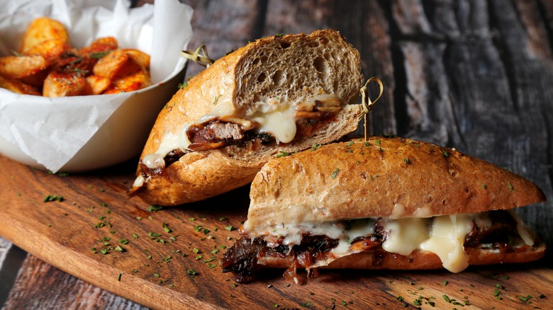 Tenderloin sandwiches on a board