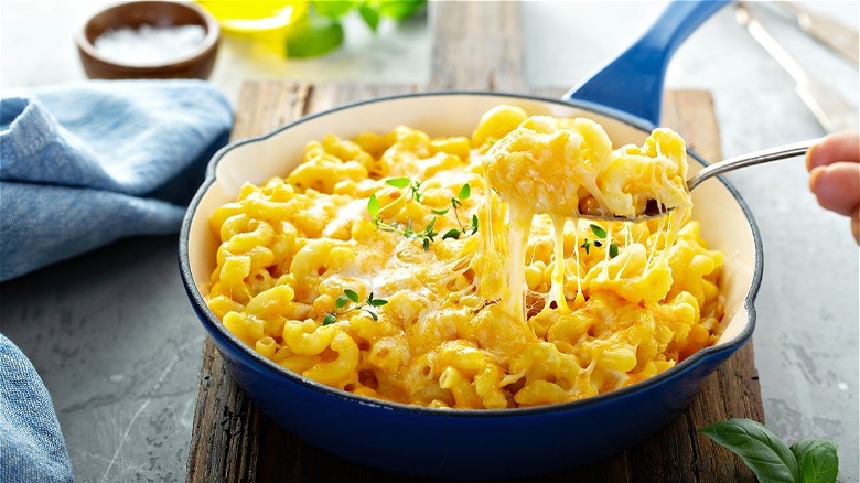 Macaroni and cheese with melted cheese