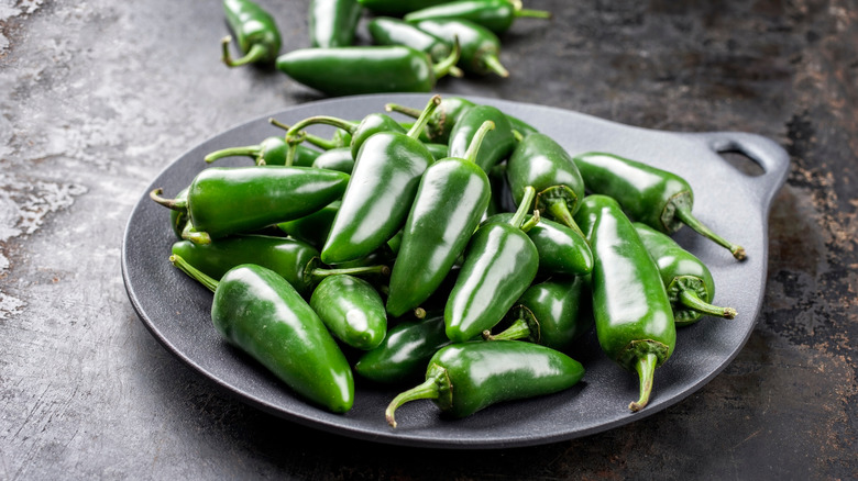 Jalapeños on a cast iron comal