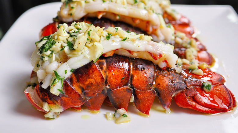 Lobster tails with garlic