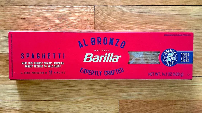 A box of Al Bronzo Barilla Spaghetti