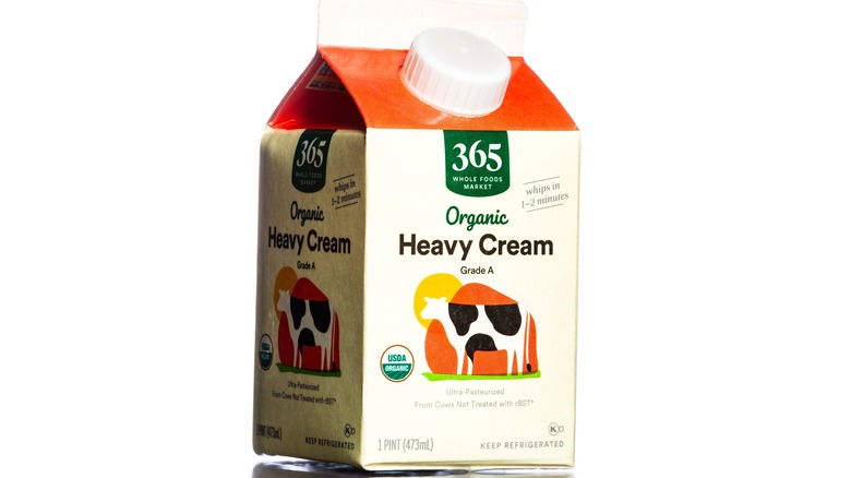 Carton of heavy cream