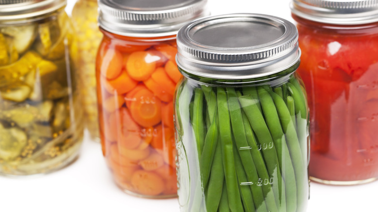 Jars of pickled vegetables