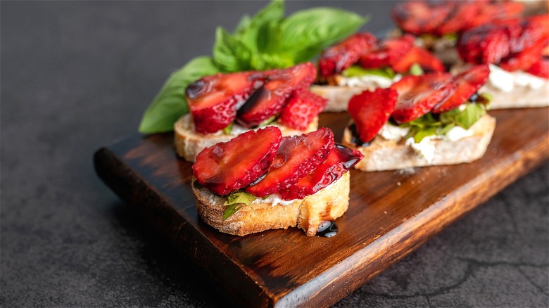 Macerated strawberries on toast