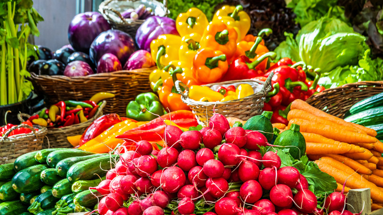 Seasonal fresh produce at a market