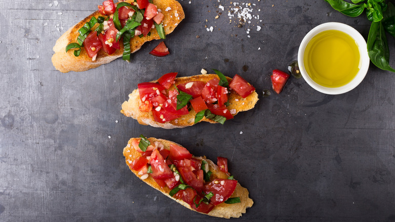 Birdseye view of bruschetta