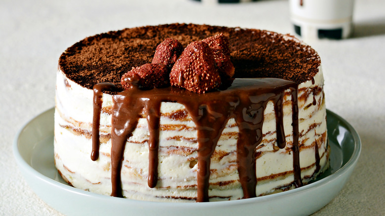 Crepe cake with chocolate ganage