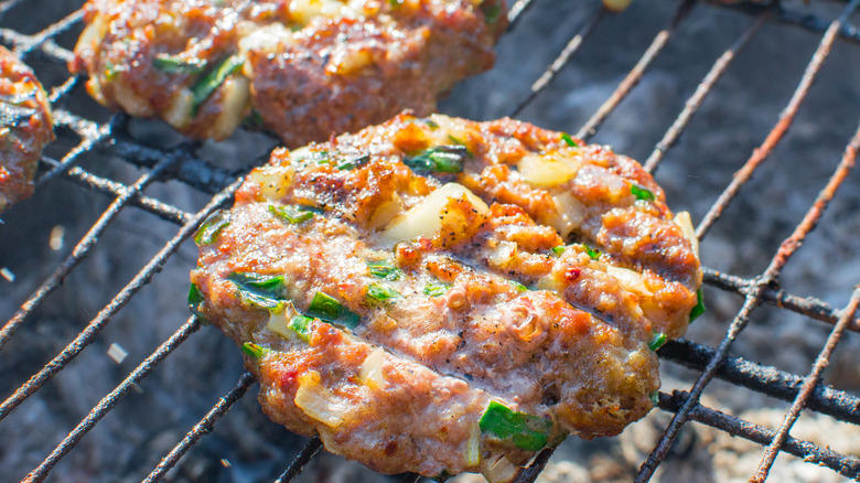 lamb burgers on a grill