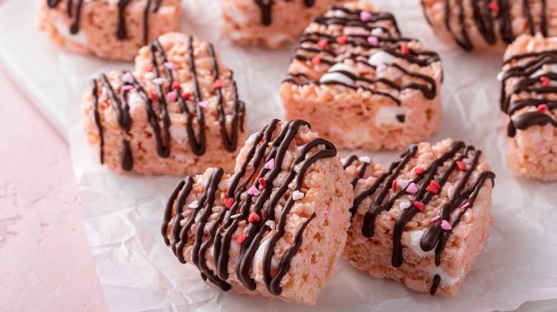 Heart-shaped Rice Krispies treats