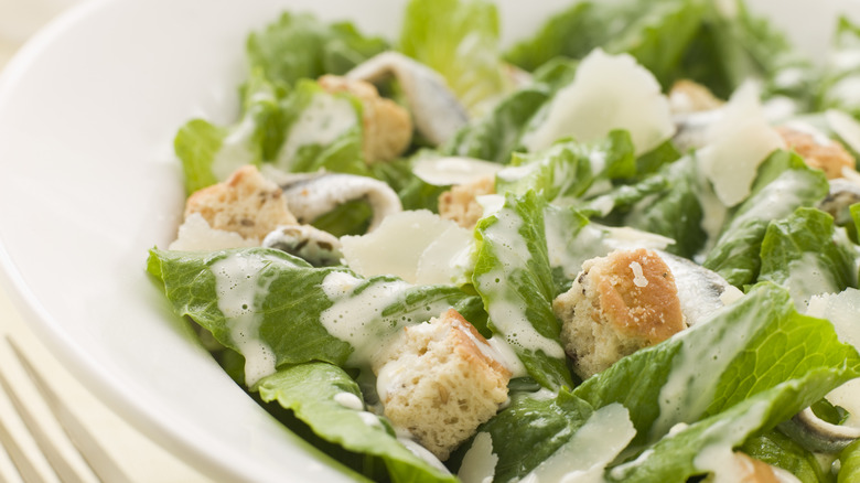 Caesar salad up close