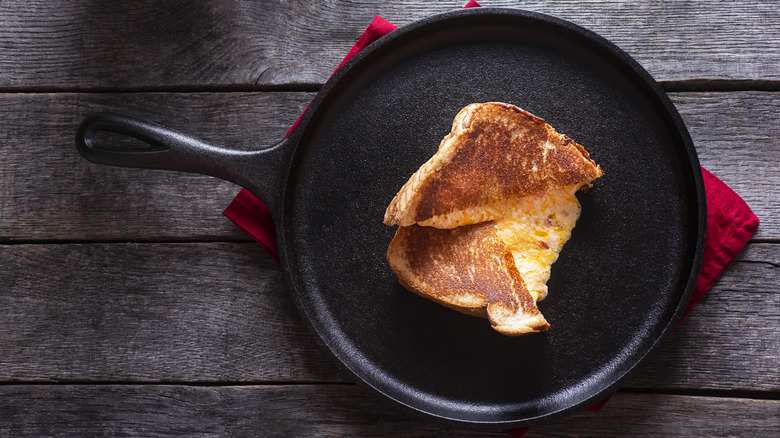 grilled cheese on griddle